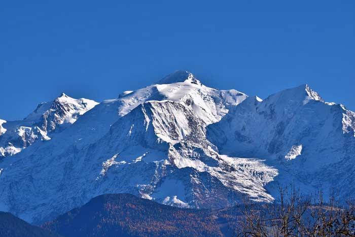 Mont Blanc and the Aiguille du Midi in summer