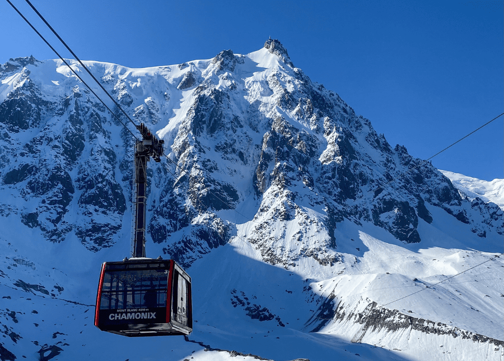 Aiguille du Midi cable car above Chamonix