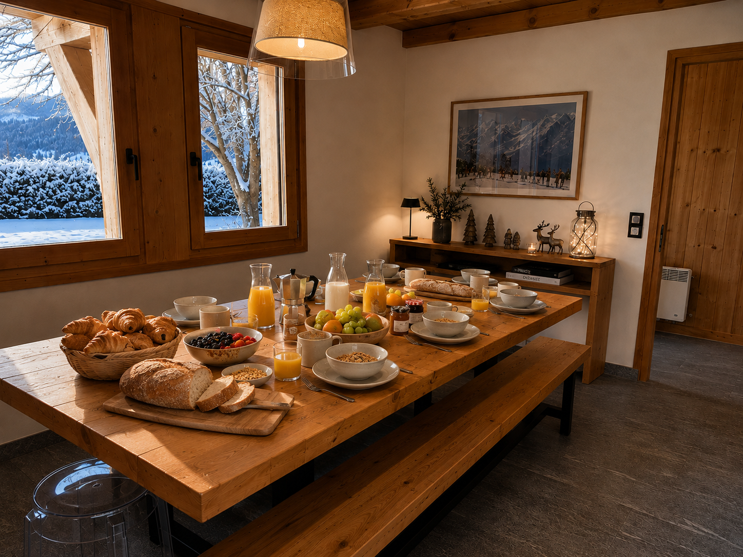 Winter breakfast prepared at Fleurs des Roches
